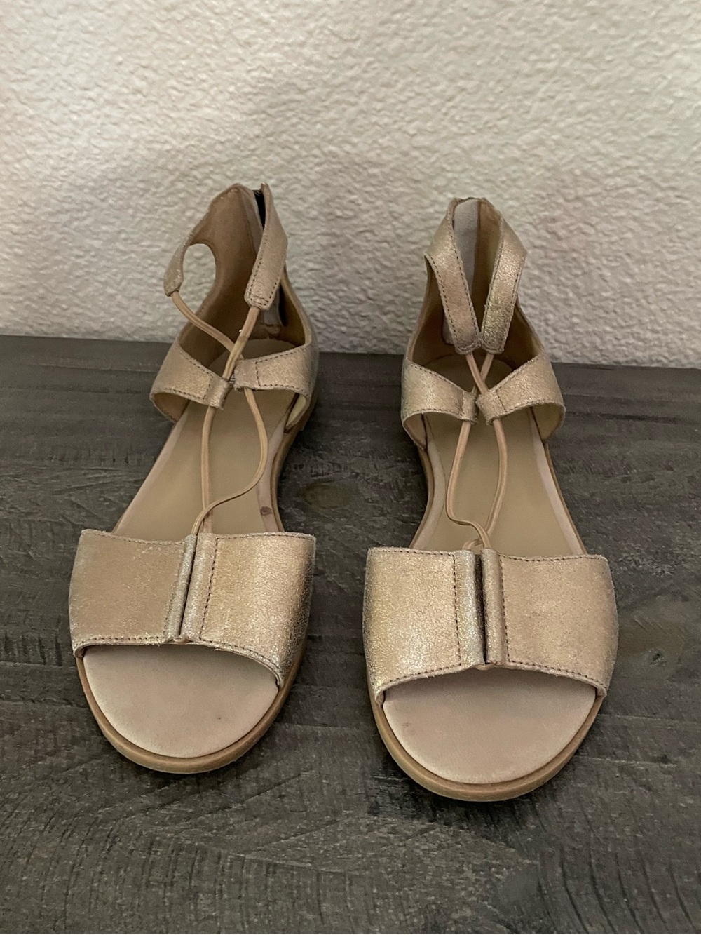 Eileen Fisher Metallic Gold Women's Ankle-Strap Sandals